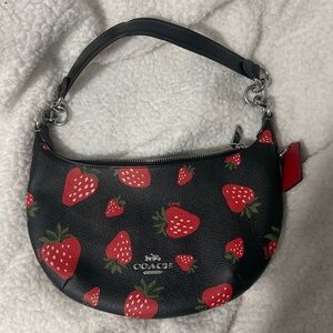 Coach Black Bag with Red Strawberry Design